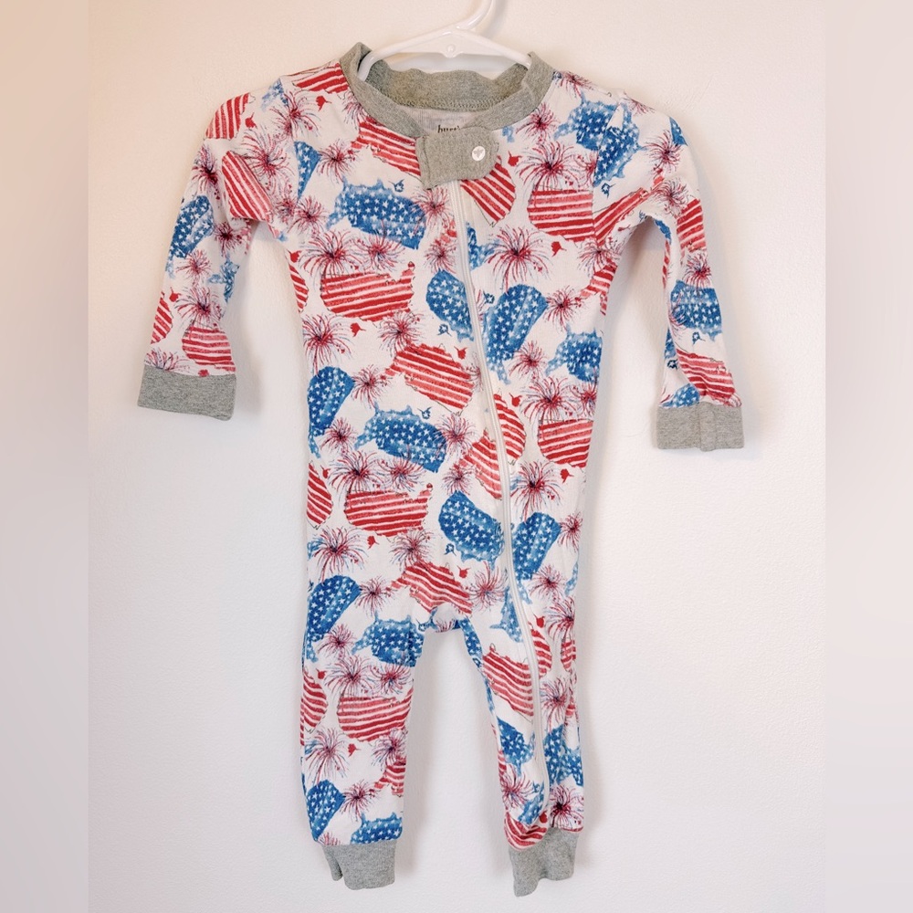BURT’S BEES BABY Red, White & Blue 4th of July Americana Zipper Sleeper | 6-9M